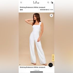 Brand New With Tags. Lulu’s white jumpsuit. Size XS